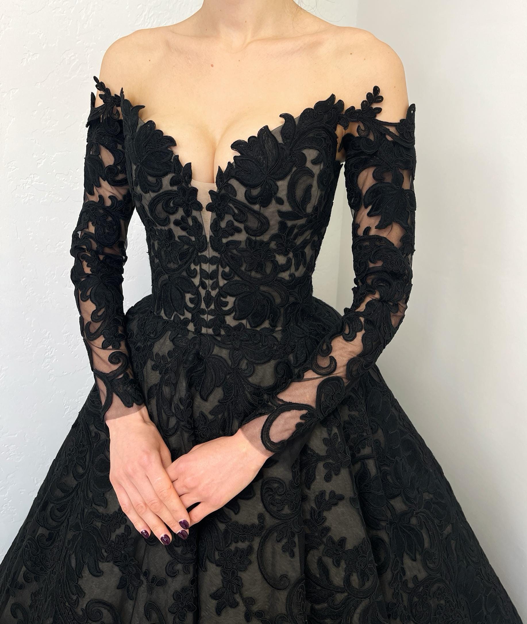 Goth Basque Black Gothic Sheer Basque Waist Corset Tulle Wedding Dress ...