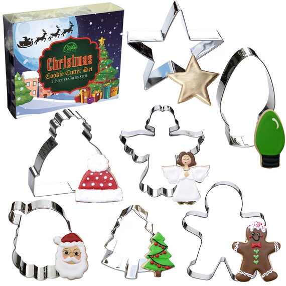Christmas Cookie Cutter Set 7 Piece Stainless Steel USA Etsy