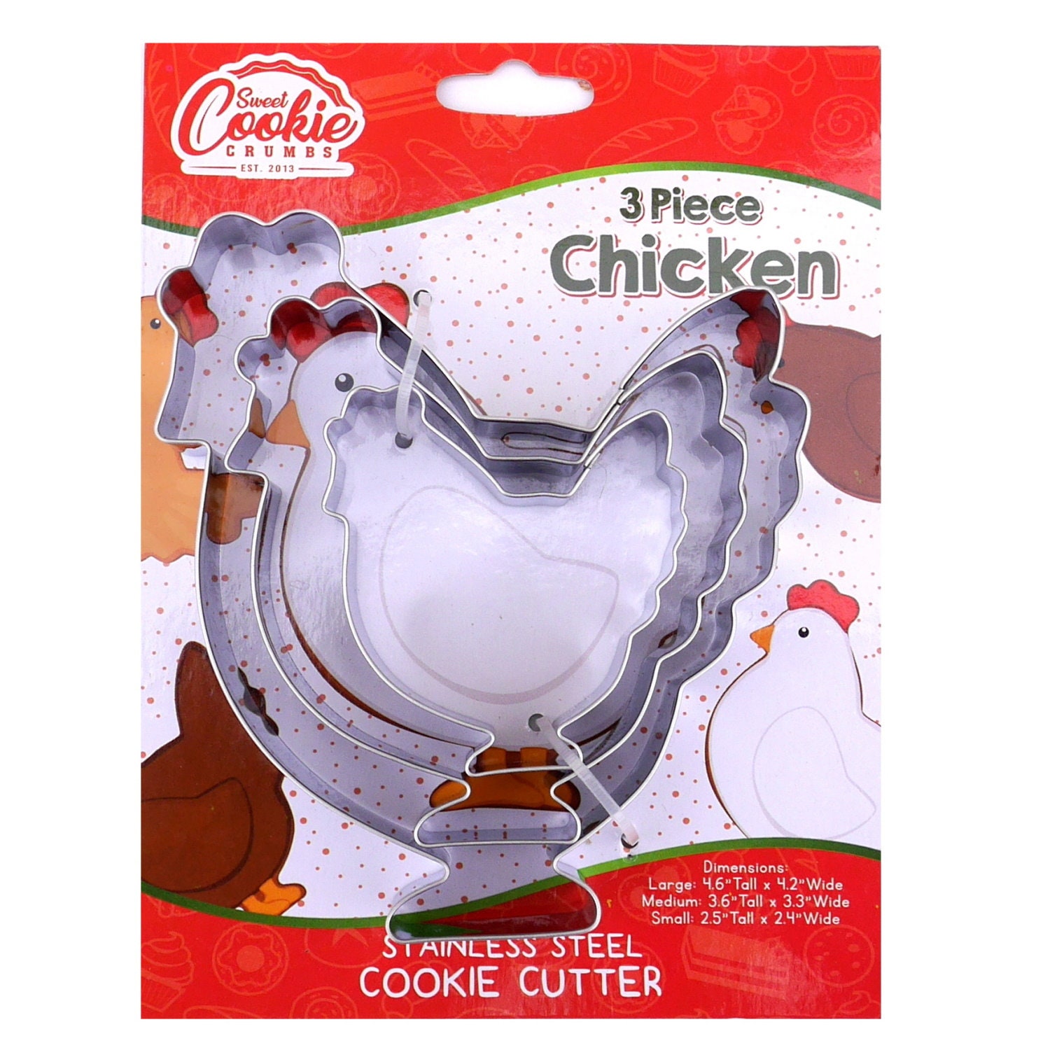 Chicken Cookie Cutter Set 3 Piece Stainless Steel USA Free Etsy