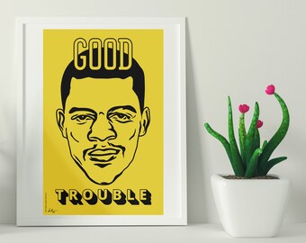 John Lewis Digital Art Good Trouble Digital Artwork Civil Rights Poster John Lewis Vector Art JPG