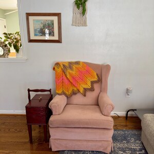 70s Style Retro Chevron Crochet Blanket – Handmade Vintage-Inspired Blanket – Baby Blanket, Throw, or Full Blanket
