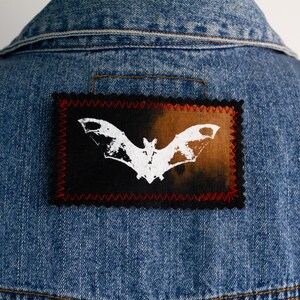Screen-printed Bleach White Bat Sew On Patch