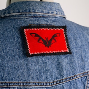 Screen-printed Red Black Bat Sew On Patch