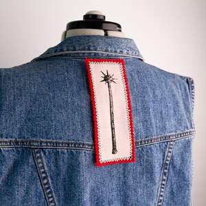 Screen-printed Light Pink / Black Morningstar Weapon Sew On Patch