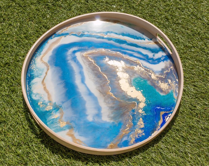 Wood Resin Serving Tray Etsy