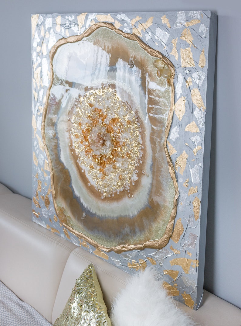 Quartz Crystals Geode Resin Art Etsy