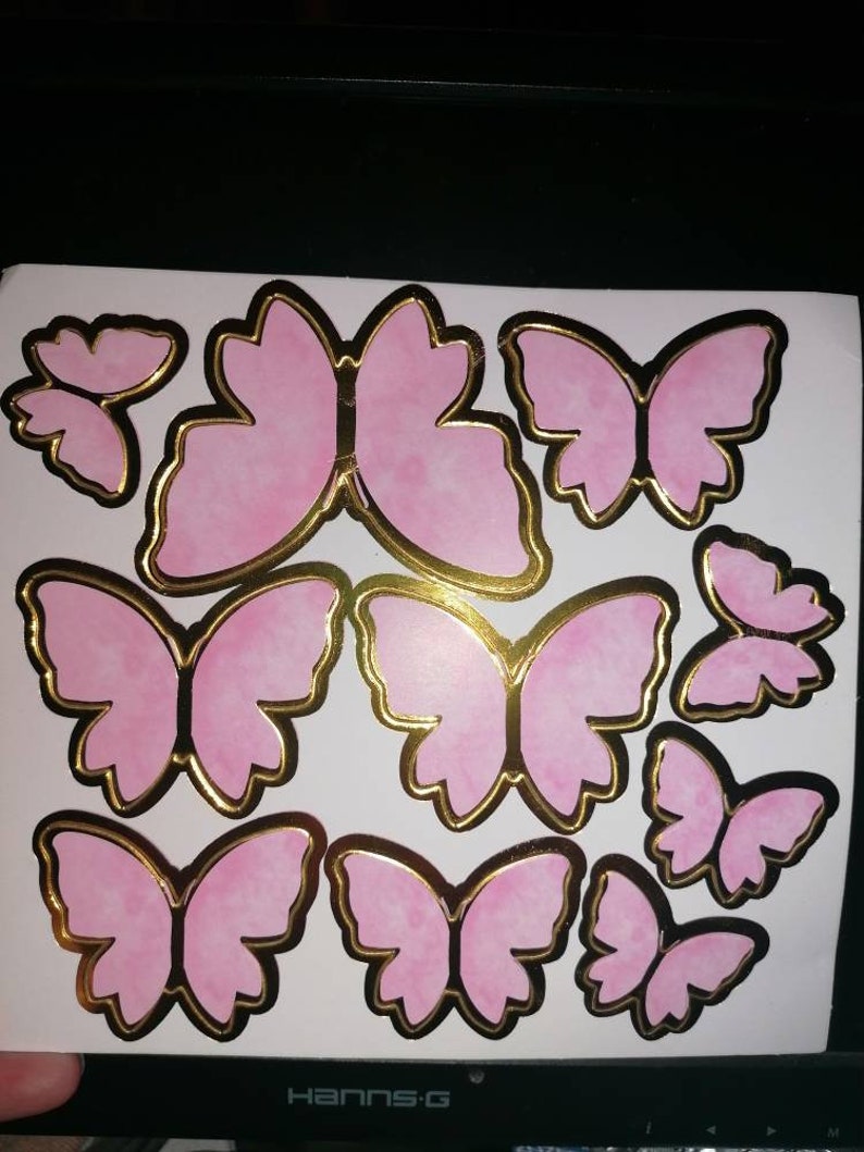 10 Butterfly Cake Toppers / Decorations Pink & Gold Etsy