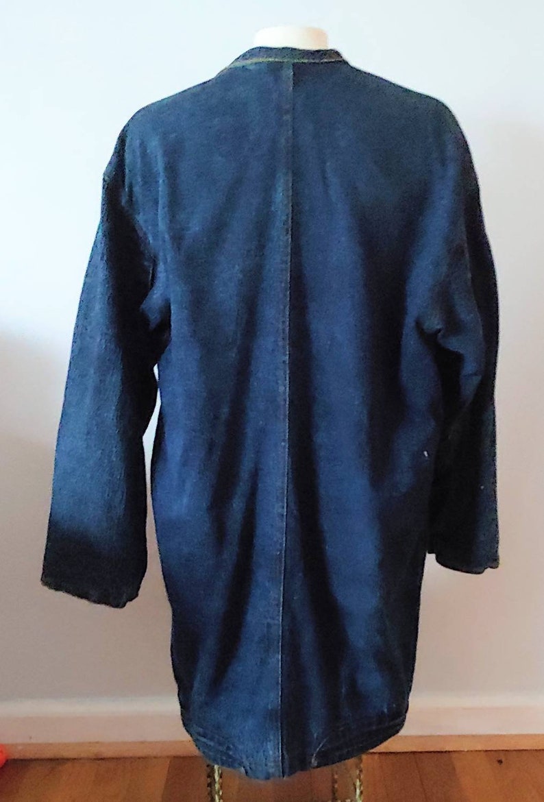 Vintage Long Denim Coat Size L Ladies 38 Inch Long Denim Jacket 80's 90 ...