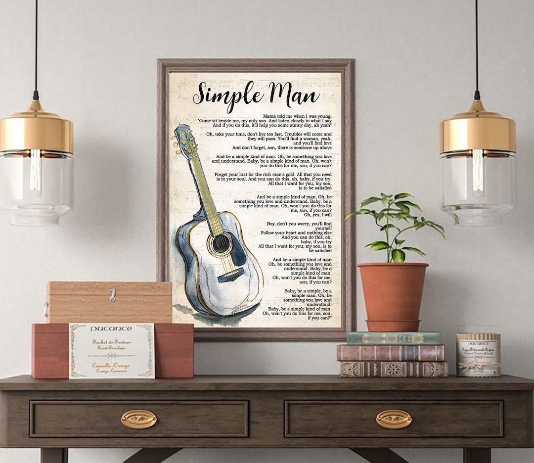 Lynyrd Skynyrd Simple Man Lyrics Poster Lynyrd Skynyrd - Etsy