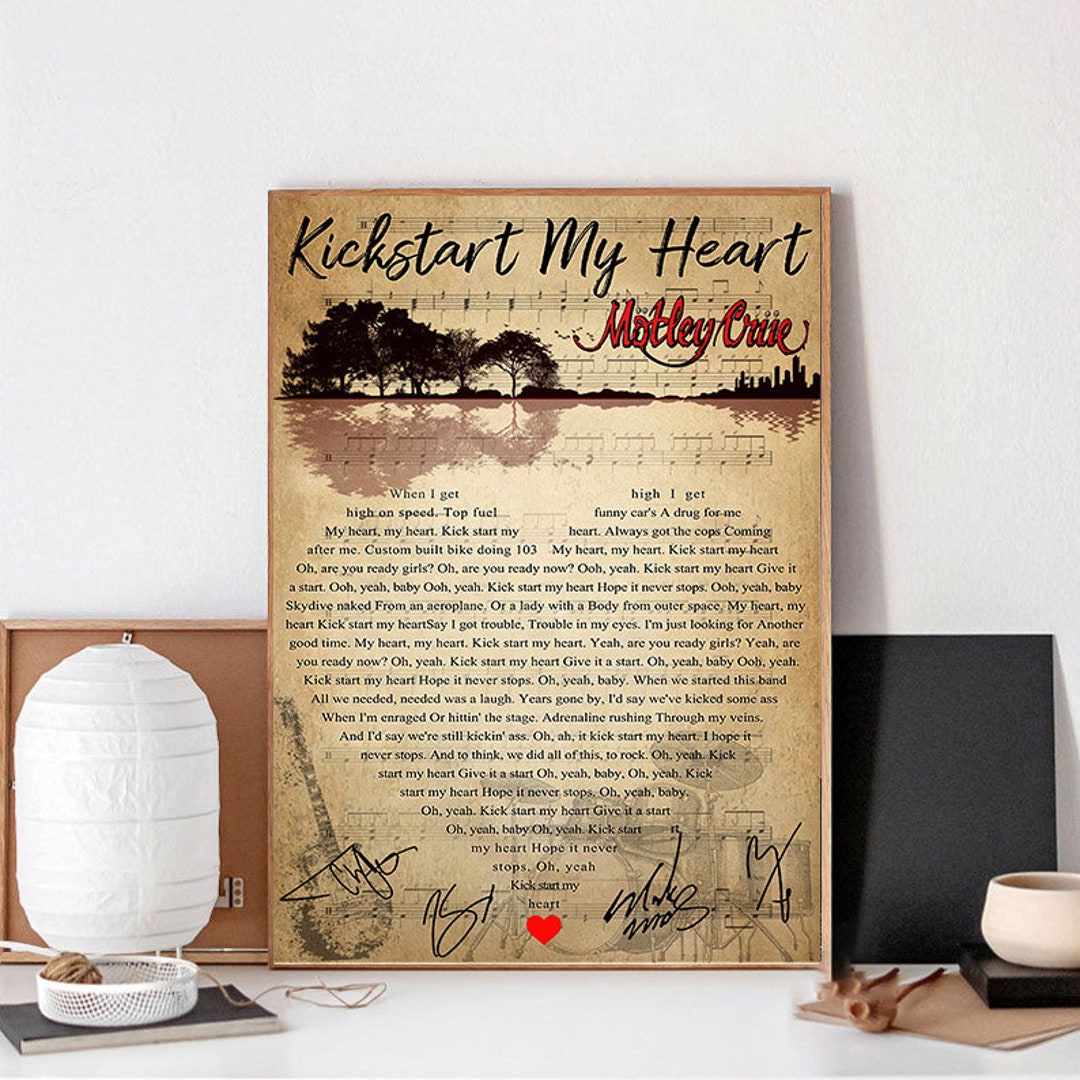 Mötley Crüe Kickstart My Heart Lyrics Song Poster Mötley Crüe Etsy