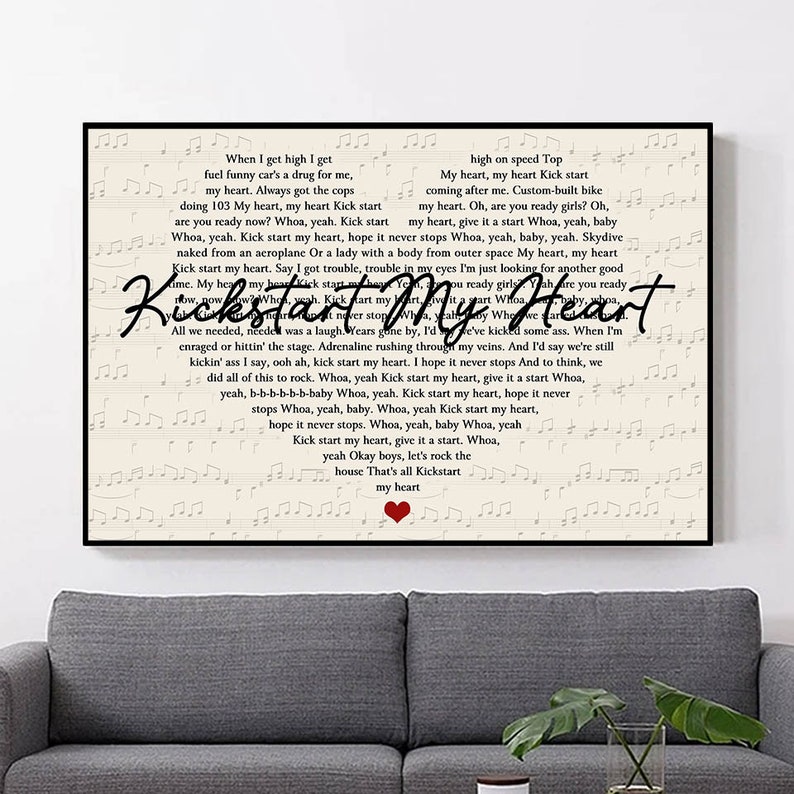 Mötley Crüe Kickstart My Heart Lyrics Song Poster Canvas Etsy
