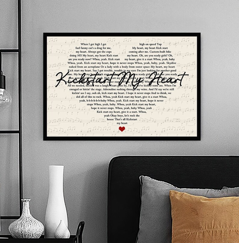 Mötley Crüe Kickstart My Heart Lyrics Song Poster Canvas Etsy