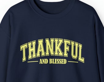Thankful Vintage Sweatshirte, Friendsgiving Sweatshirt, Friends Dinner Grateful Shirt, Thanksgiving / Weihnachten Blessed Sweatshirt