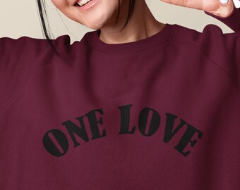Loveful Sweatshirt, One Love Sweatshirts, Maroon Burgundy Unisex Crewnecked Sweatshirt, Positivity Sweatshirte