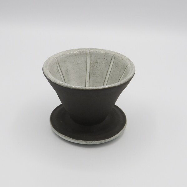 Coffee Pourover/Dripper in Black & White - handmade ceramic