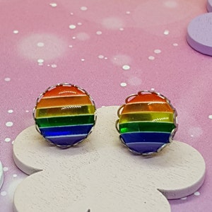 LGBTQ Rainbow Pride month Studs Gay Pride Transgender Gay Lesbian Trans Cabochon 12mm