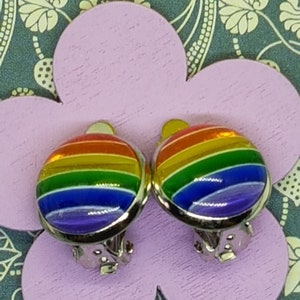 LGBTQ Ear Clips Rainbow Pride month Gay Pride transgender gay lesbian trans Cabochon 12 mm