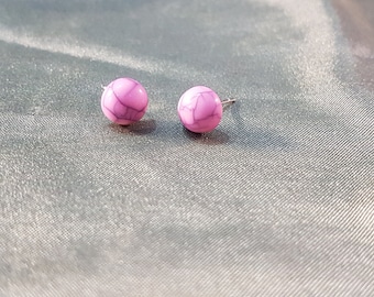 Button earring Cabochon 6 mm marble look