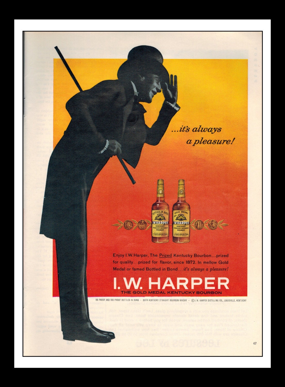 Vintage Print Ad August 1964 I.W. Harper Bourbon Liquor Wall Etsy