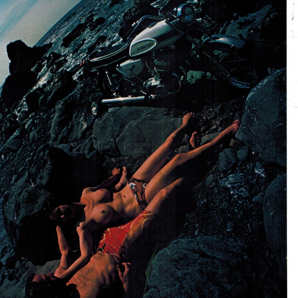 Vintage Print Ad 1969 : Kawasaki Mach III Nude Mature