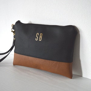 Black / Brown Personalized Wristlet