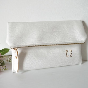 White foldover clutch purse, Wedding accessories