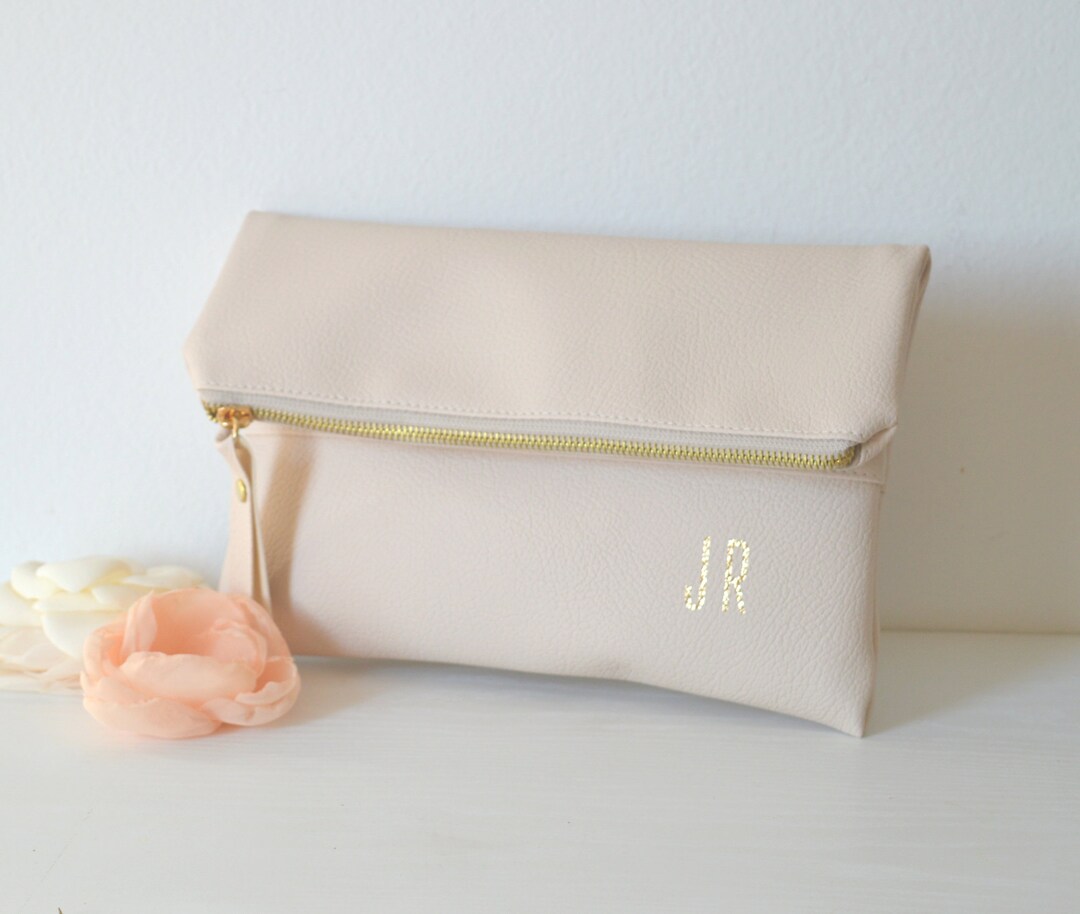 Personalized Clutch Bag in Cream Color / Foldover Clutch Purse Etsy