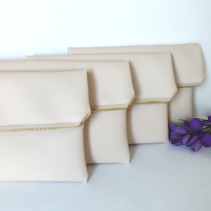 Set of 4 Foldover Clutches in Cream Color / Bridesmaid Gifts