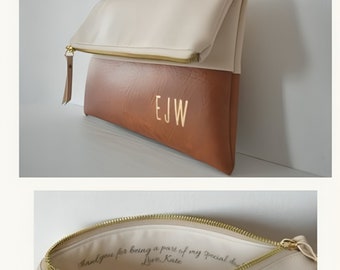 Hidden message clutch bag, Personalized simple foldover purse