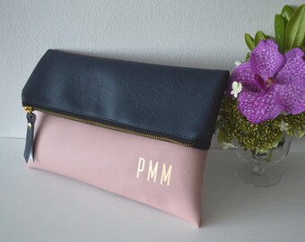 Colorblock Personalized Clutch Purse, Monogrammed Clutch Bag, Bridesmaid Gift, Wedding Accessory