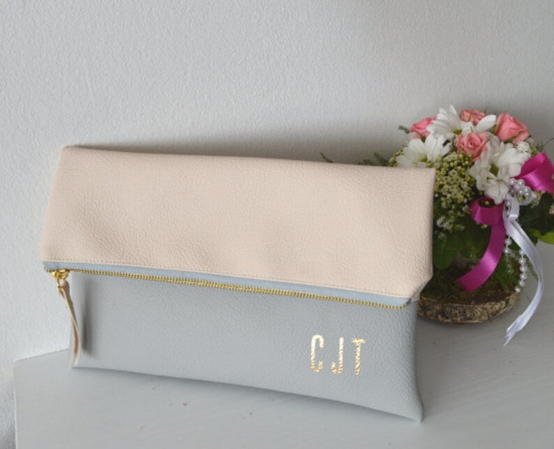 Bridesmaid Gift Evening Clutch Bag Monogram Clutch Purse Wedding Accessory Colorblock Clutch