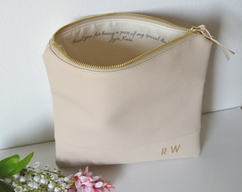 Foldover clutch with a custom message and initials / Bridesmaids gift / Gift idea