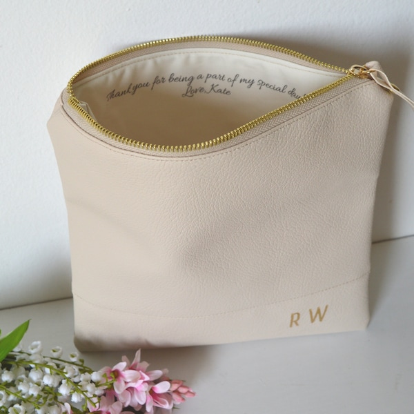 Foldover clutch with a custom message and initials / Bridesmaids gift / Gift idea