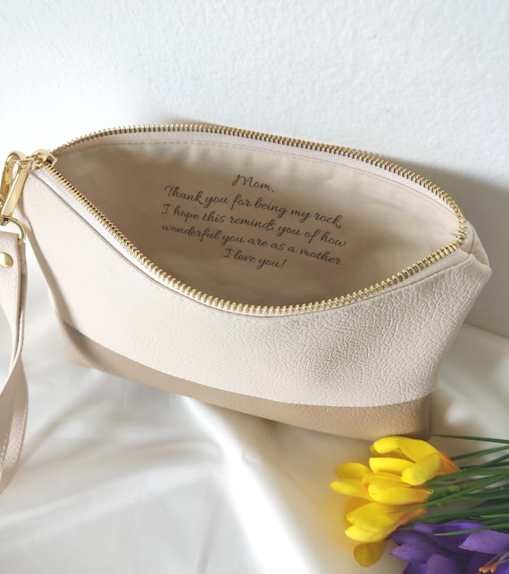 Gift for Mom From Bride, Wedding Purse Clutch, Custom Message