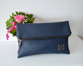 Navy Blue Personalized Clutch / Bridesmaid Gift / Evening Clutch Bag / Wedding Clutch Purse