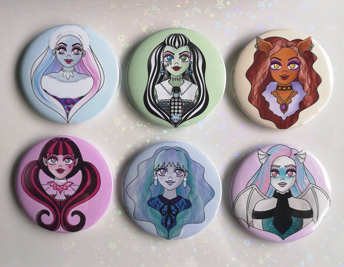 Cute Kawaii Monster High Badge Pins 58mm Round Circle Abbey Etsy UK