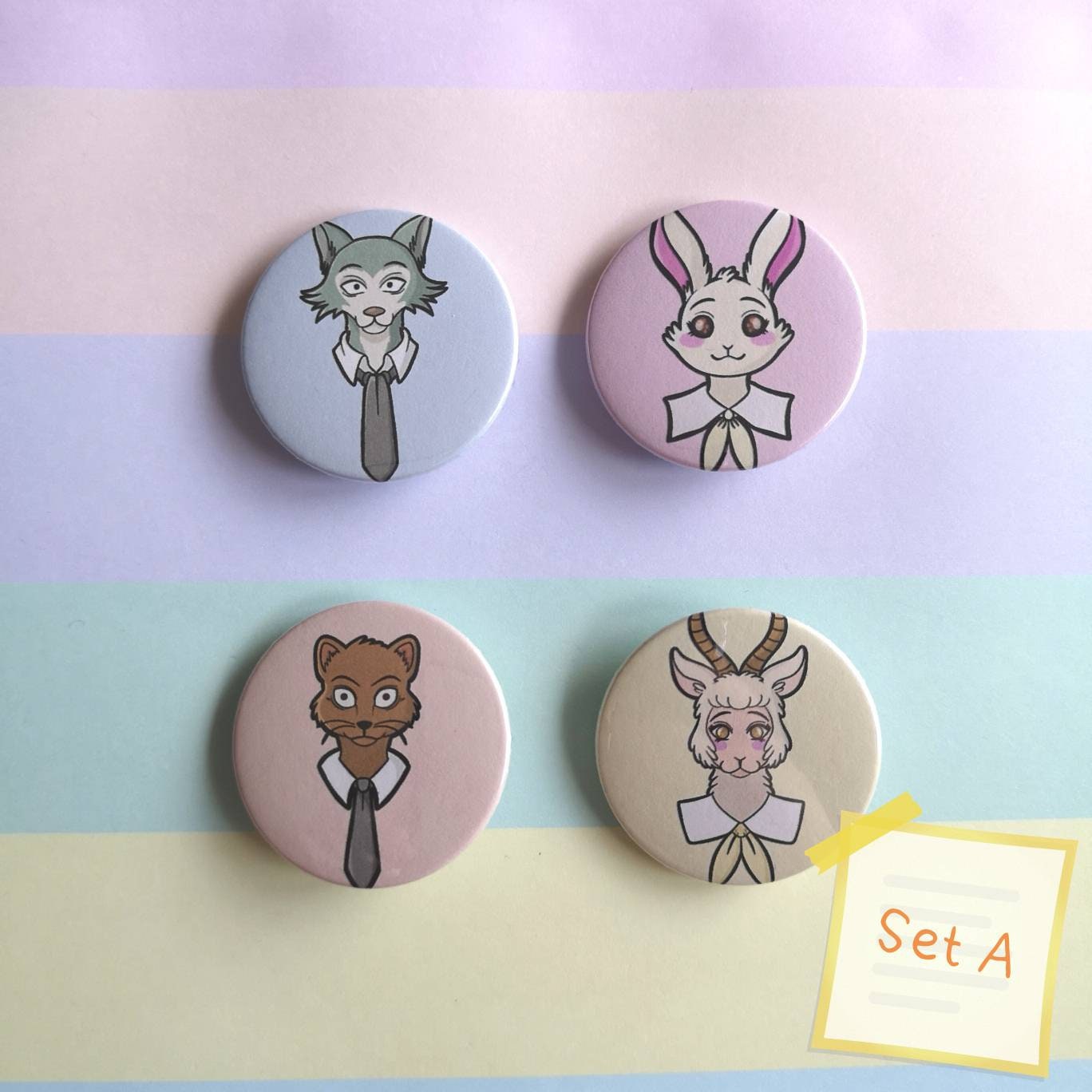 Cute Kawaii Beastars Set of 4 38mm Badge Pins - Etsy UK