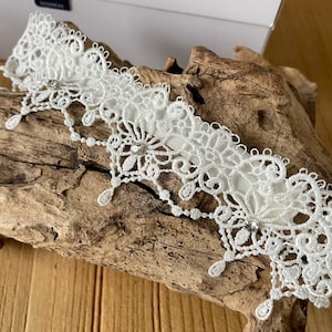 Ivory Strumpfband aus Frankreich, handgefertigt mit Strasssteinen, Braut Strumpfband, Geschenk verpackt, *kostenlose Lieferung*