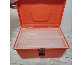 Wilson Burnt Orange Sewing Box w/ One Tray Insert Made in USA Vintage Storage