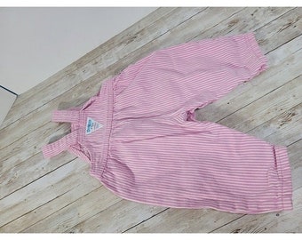 Vintage Oshkosh Bgosh Salopette rayée caryer rose 3-6 mois Vestbak Bubble