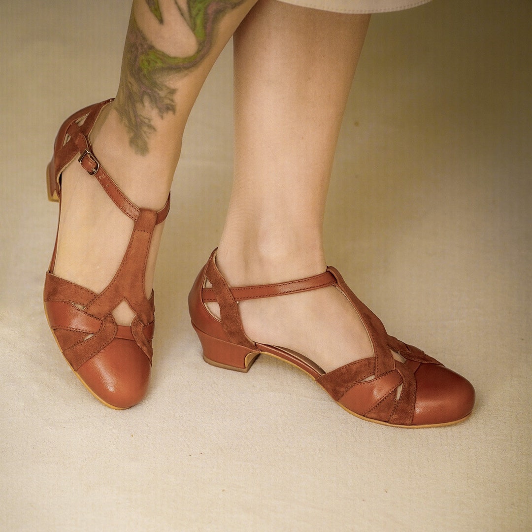 Women Vintage Soft Genuine Leather Low Heel Shoes 1 main image 1