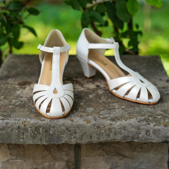 Vintage Inspired, Genuine Leather, Handmade Wedding Shoes, Retro Women Shoes, White Shoes, Swing Dancing Shoes, Dance Shoes, 70s Shoes