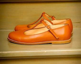 Women’s Flat Shoes, Vintage Inspired Flat Shoes, Swing Dance Shoes, Genuine Leather Brown Shoes, Oxford Shoes, Women’s Brown Shoes