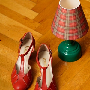Vintage inspirierte, Echtleder, Handgemachte Retro Frauen Schuhe, Rote Schuhe, Swing Tanzschuhe, Swing Schuhe, 50er Jahre Schuhe, 70er Jahre Rote Schuhe Bild 3