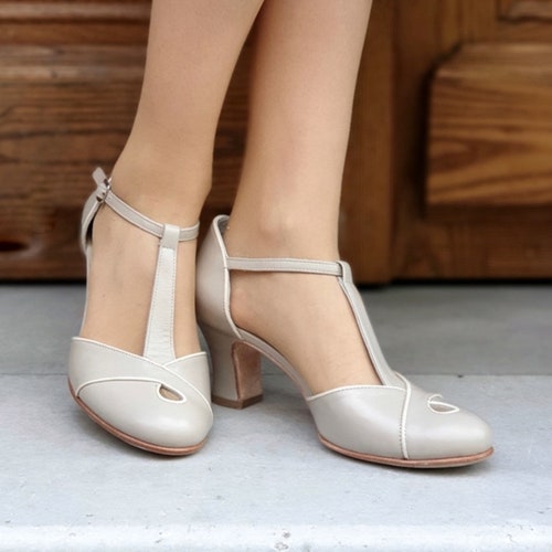 Rosy in White Leather Women Swing Dance Shoes Vintage Etsy