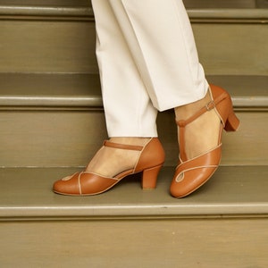 Vintage Style Womens Shoes, Brown Swing Dancing Shoes, Vintage Inspired Brown Woman Shoes, Swing Dancing Shoes, 50s 60s 70s Dance Shoes image 7