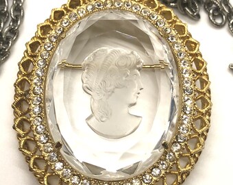 Whiting and Davis Gold Tone Cameo Parure