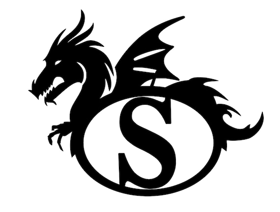 Dragon With Initial Vinyl Decal - Etsy
