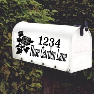 Rose with Buds Vinyl Mailbox Address Decal Set of 2
