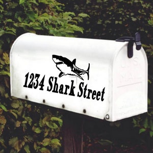 Shark Fish Nautical Personalized Mailbox Decal Set of 2 v1